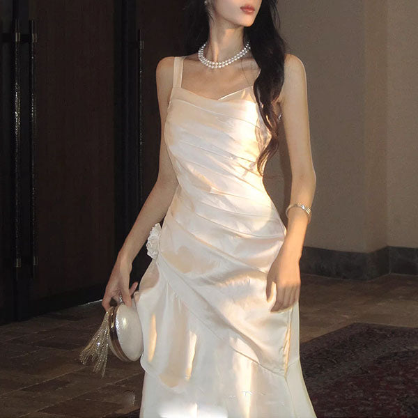 Gabriella Ivory Hi-Lo Tiered Ruffles Maxi Dress XS