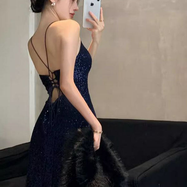 Lora Sparkle Lace Back Evening Dress