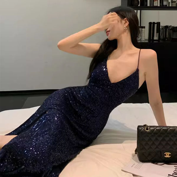 Lora Sparkle Lace Back Evening Dress