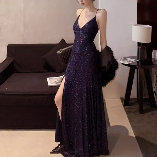 Lora Sparkle Lace Back Evening Dress