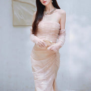 Felicia Elegant Strapless Sequin Mermaid Maxi Dress
