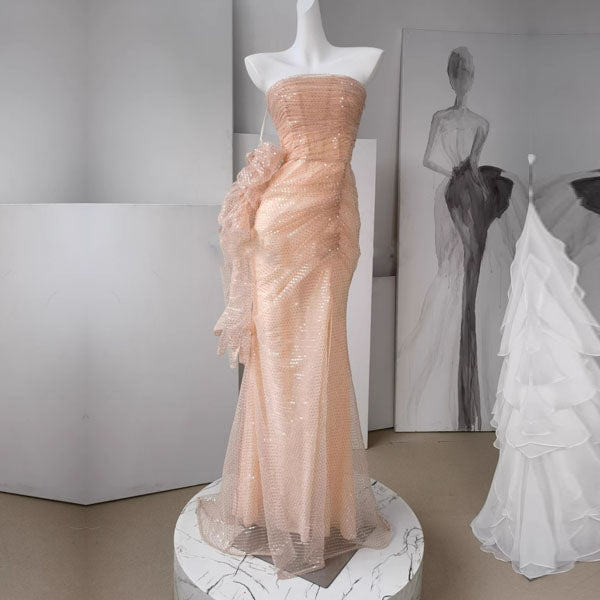 Felicia Elegant Strapless Sequin Mermaid Maxi Dress