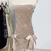 Emilie Silver Sequin Strapless Mini Dress