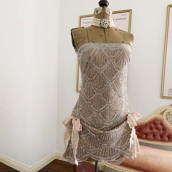 Emilie Silver Sequin Strapless Mini Dress