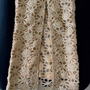 Angela Golden Bloom Floral Motif Evening Dress