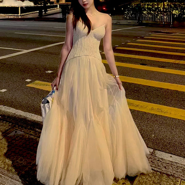 Natalie Romantic Lace Floral Corset Tulle Evening Dress