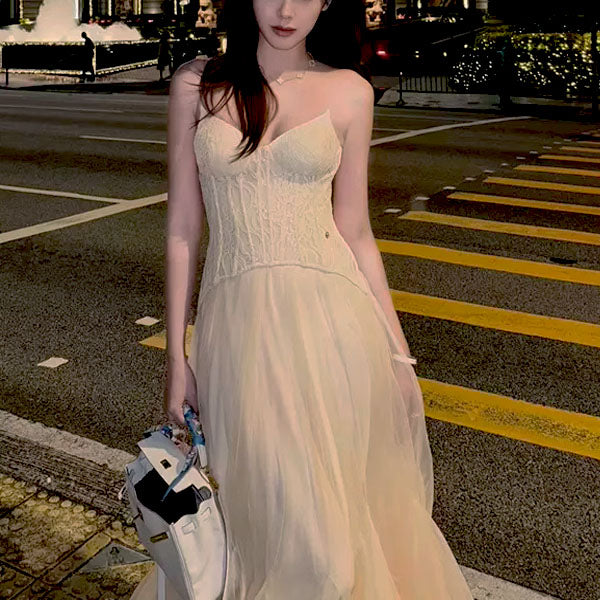 Natalie Romantic Lace Floral Corset Tulle Evening Dress
