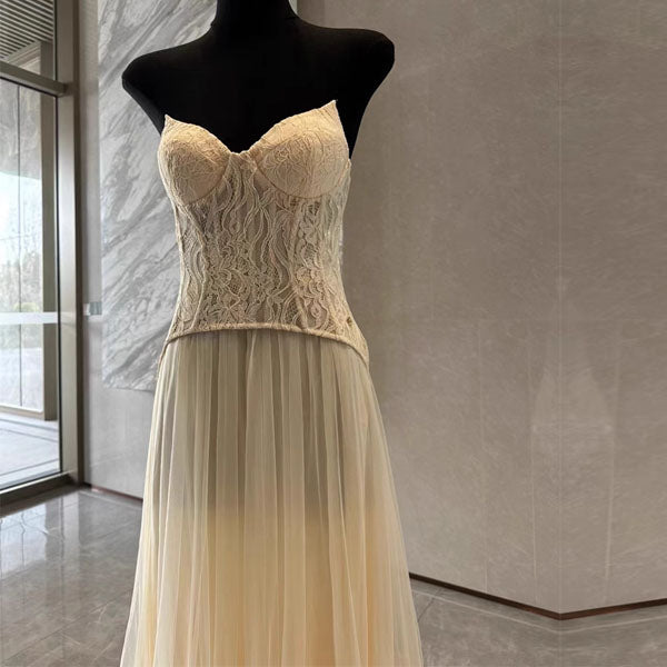 Natalie Romantic Lace Floral Corset Tulle Evening Dress