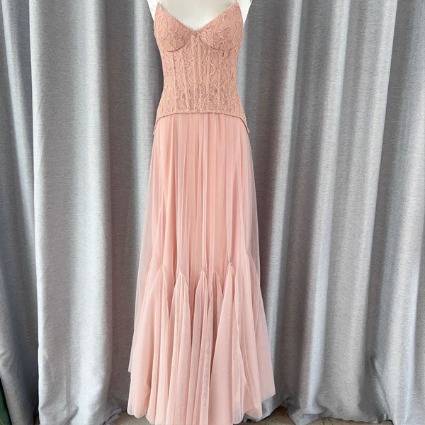 Natalie Romantic Lace Floral Corset Tulle Evening Dress