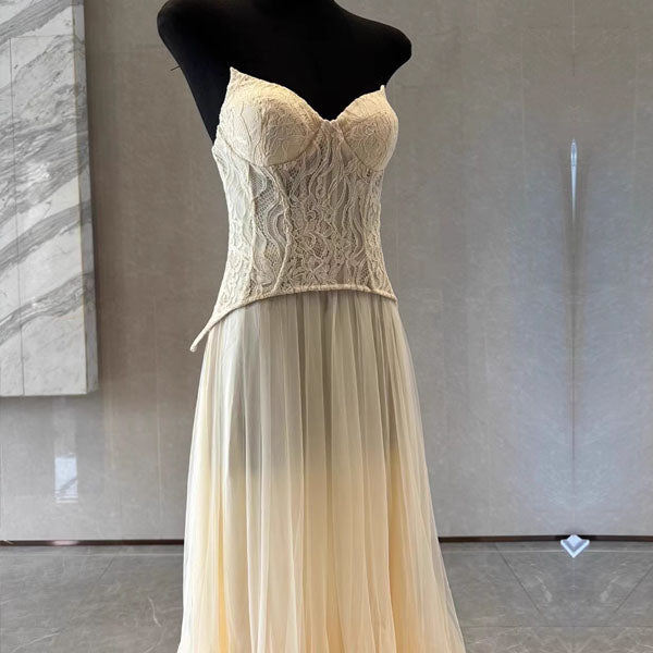 Natalie Romantic Lace Floral Corset Tulle Evening Dress