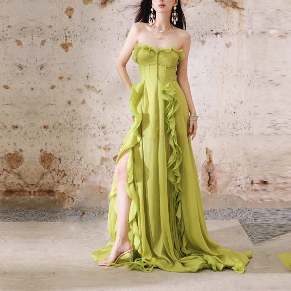 Belinda Enchanted Meadow Strapless Ruffled Evening Dress