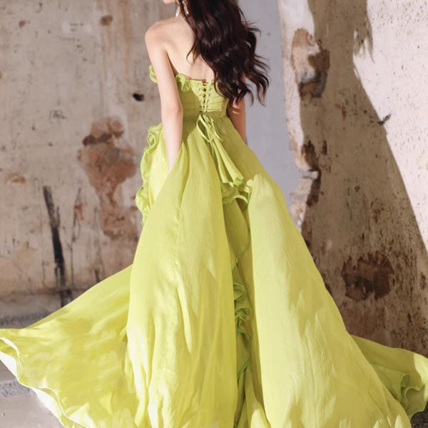 Belinda Enchanted Meadow Strapless Ruffled Evening Dress