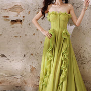 Belinda Enchanted Meadow Strapless Ruffled Evening Dress