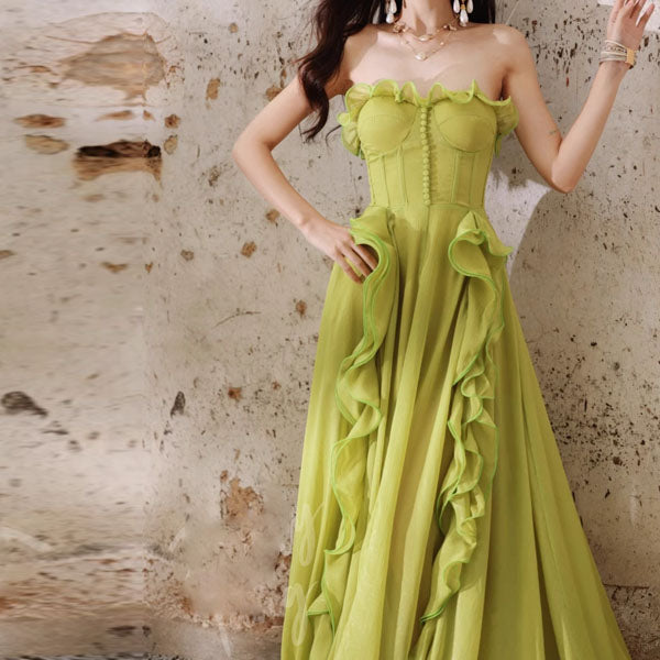 Belinda Enchanted Meadow Strapless Ruffled Evening Dress