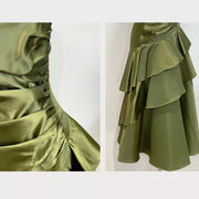 Sora Celestial Pickle Green Tiered Ruffles Maxi Dress