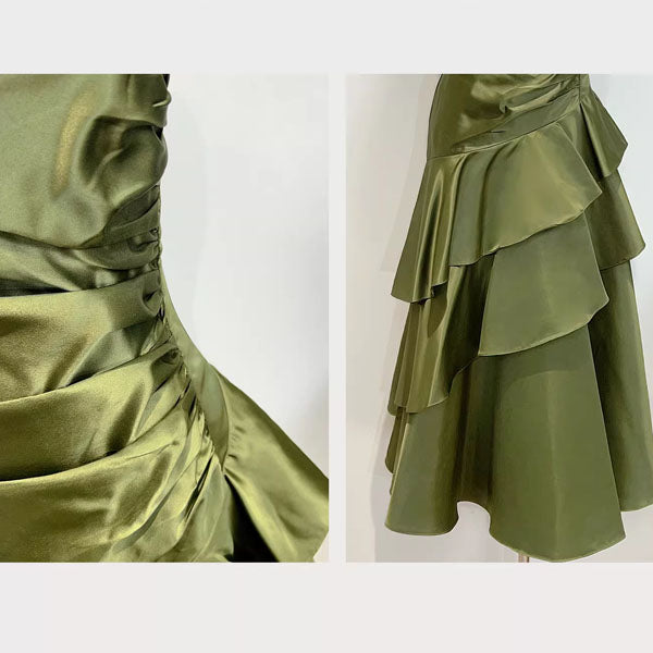 Sora Celestial Pickle Green Tiered Ruffles Maxi Dress