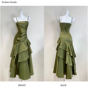 Sora Celestial Pickle Green Tiered Ruffles Maxi Dress
