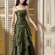 Sora Celestial Pickle Green Tiered Ruffles Maxi Dress