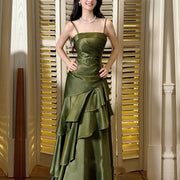 Sora Celestial Pickle Green Tiered Ruffles Maxi Dress