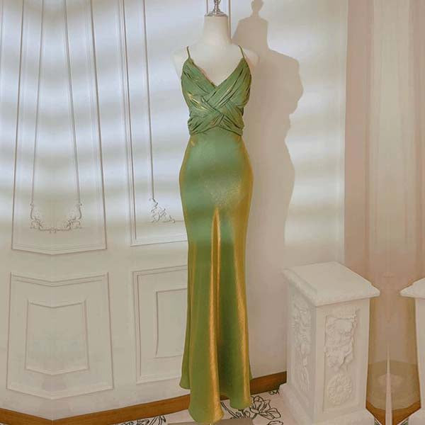 Marilyn Green Cross Back Evening Maxi Dress XS