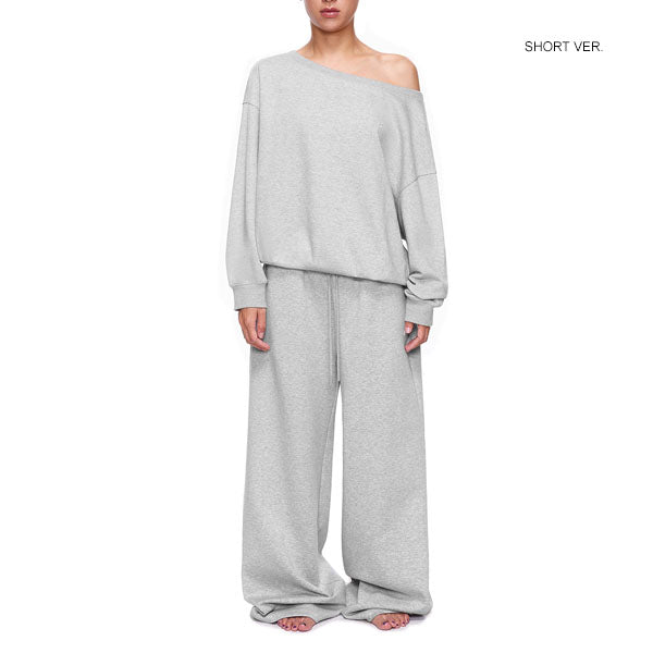 Ellen Lt Grey Off-Shoulder Oversized Sweatshirt