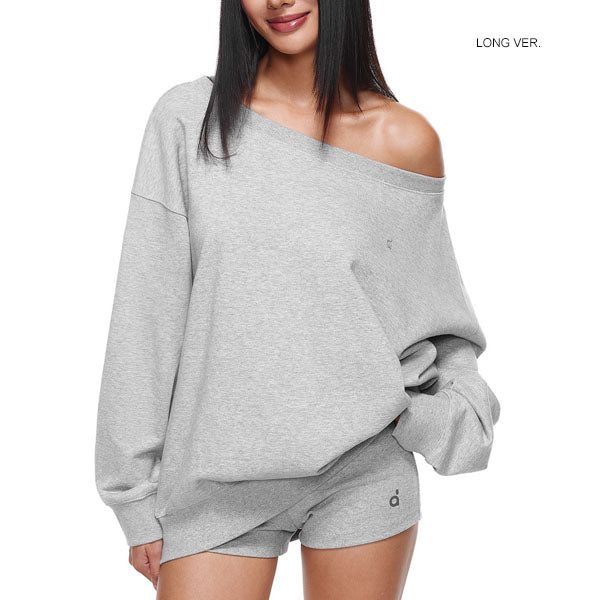 Ellen Lt Grey Off-Shoulder Oversized Sweatshirt