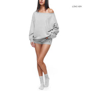 Ellen Lt Grey Off-Shoulder Oversized Sweatshirt