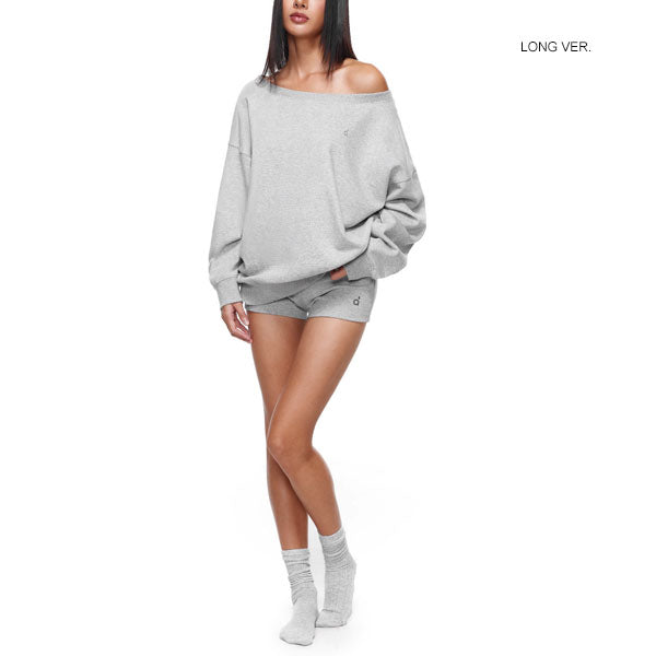 Ellen Lt Grey Off-Shoulder Oversized Sweatshirt