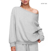 Ellen Lt Grey Off-Shoulder Oversized Sweatshirt