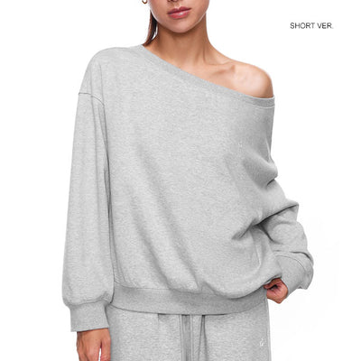 Ellen Lt Grey Off-Shoulder Oversized Sweatshirt