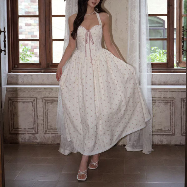 halter corset midi dress Allista Floral Lace Trim Chinese_dress