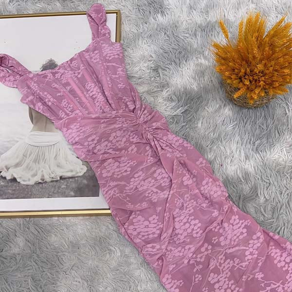 Natalia Floral Lace High-Low Maxi Dress