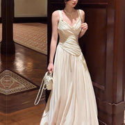 Allison Elegant Ivory Ruched Evening Dress