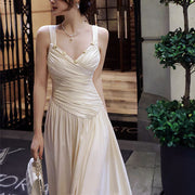 Allison Elegant Ivory Ruched Evening Dress