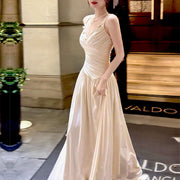 Allison Elegant Ivory Ruched Evening Dress