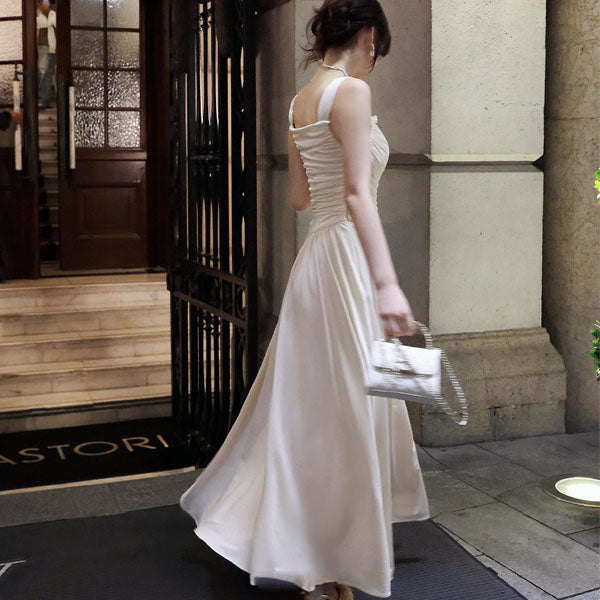 Allison Elegant Ivory Ruched Evening Dress