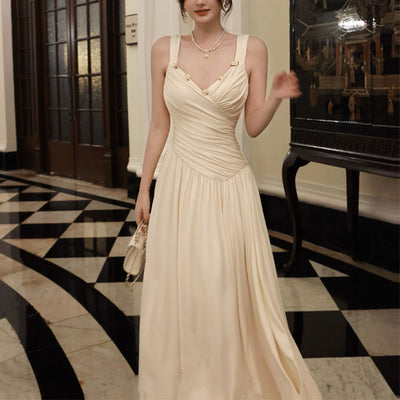 Allison Elegant Ivory Ruched Evening Dress