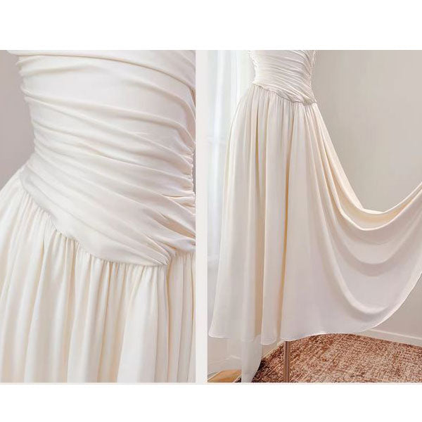 Allison Elegant Ivory Ruched Evening Dress