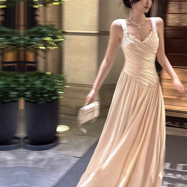 Allison Elegant Ivory Ruched Evening Dress