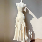 Serena Celestial Contrast Tiered Ruffles Maxi Dress