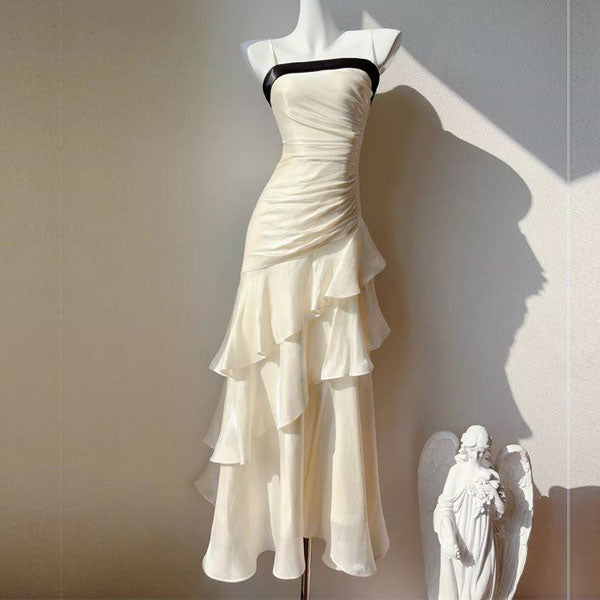 Serena Celestial Contrast Tiered Ruffles Maxi Dress