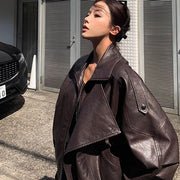 Collins Brown Street Style Oversize Leather Jacket