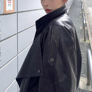 Collins Brown Street Style Oversize Leather Jacket
