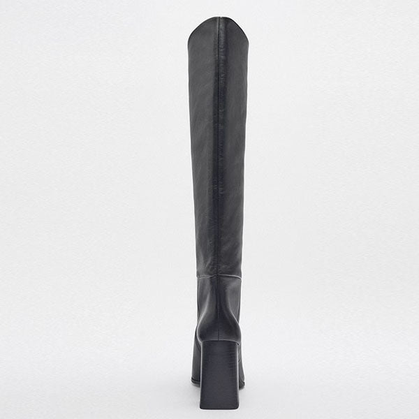 Rylie Black Square Toe Knee High Boots