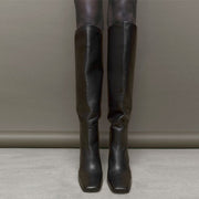 Rylie Black Square Toe Knee High Boots