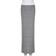 Molly Grey Low Waist Knit Long Skirt