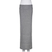 Molly Grey Low Waist Knit Long Skirt