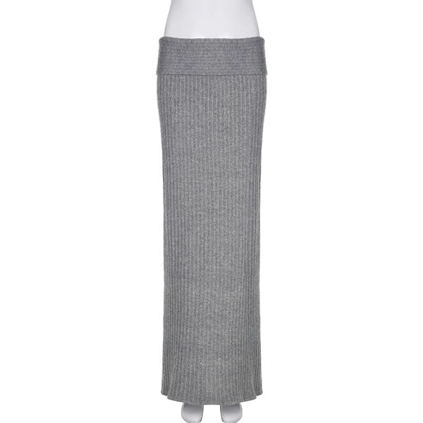 Molly Grey Low Waist Knit Long Skirt