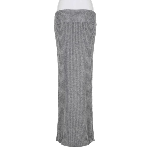 Molly Grey Low Waist Knit Long Skirt