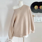 Camilia Off-Shoulder Asymmetrical Hem Knit Sweater
